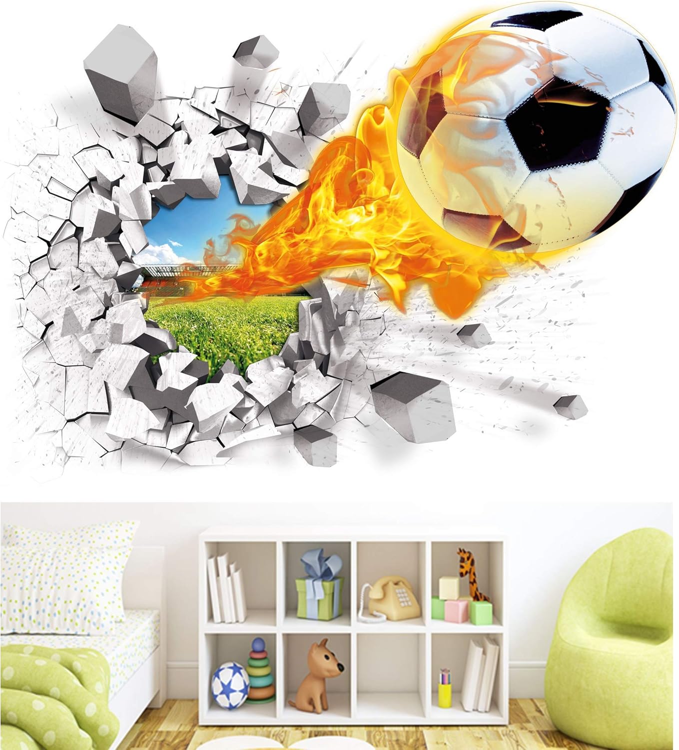 Soccer Wall Decals for Bedroom 3D Soccer Wall Stickers for