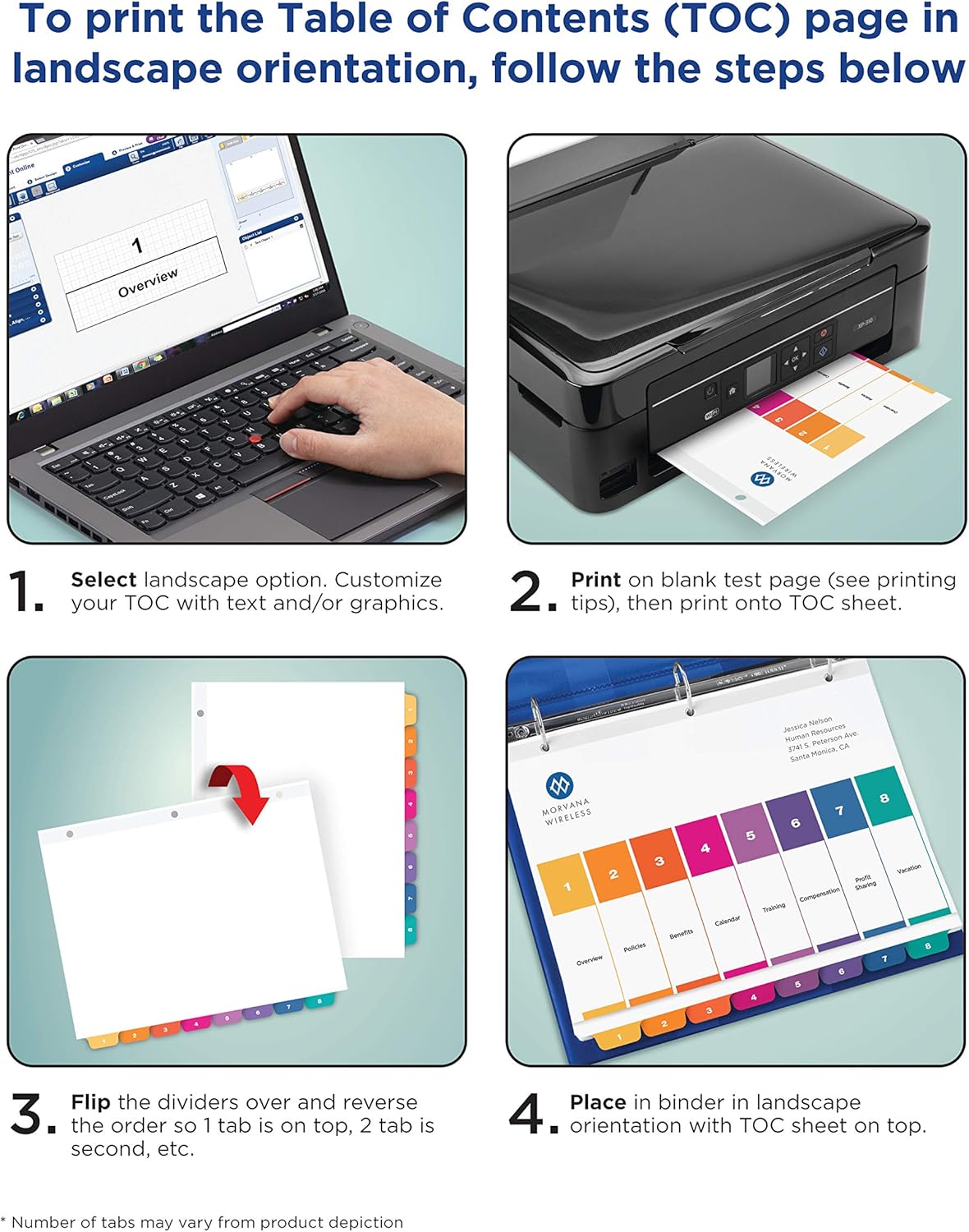 Avery 10-Tab Dividers for 3 Ring Binders, Customizable Table of Contents, Multicolor Tabs, 6 Sets (11188) : Binder Index Dividers : Office Products