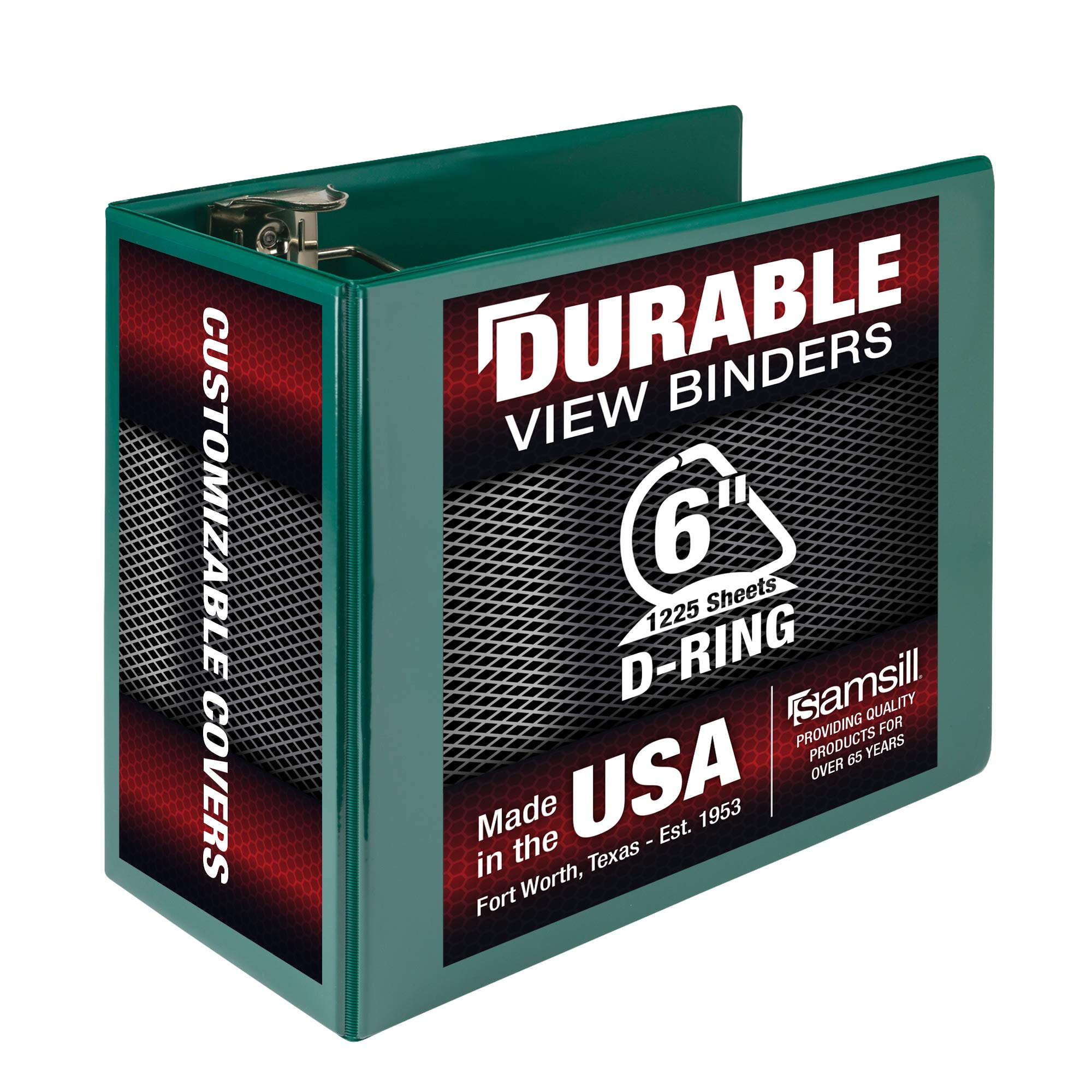 Photo 1 of Samsill Durable 6 inch 3 Ring Binder, Made in USA, Locking D Ring FSC 100% Recycled Chipboard, Green