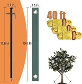 Aoipend Heavy Duty Tree Stakes Kit - 3 Metal Stakes, 40ft Guy Lines view 7