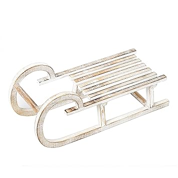 Heitmann Deco Holz Schlitten Deko Schlitten Weihnachtsdeko Winter Deko Holz Deko Shabby Chic Weiß