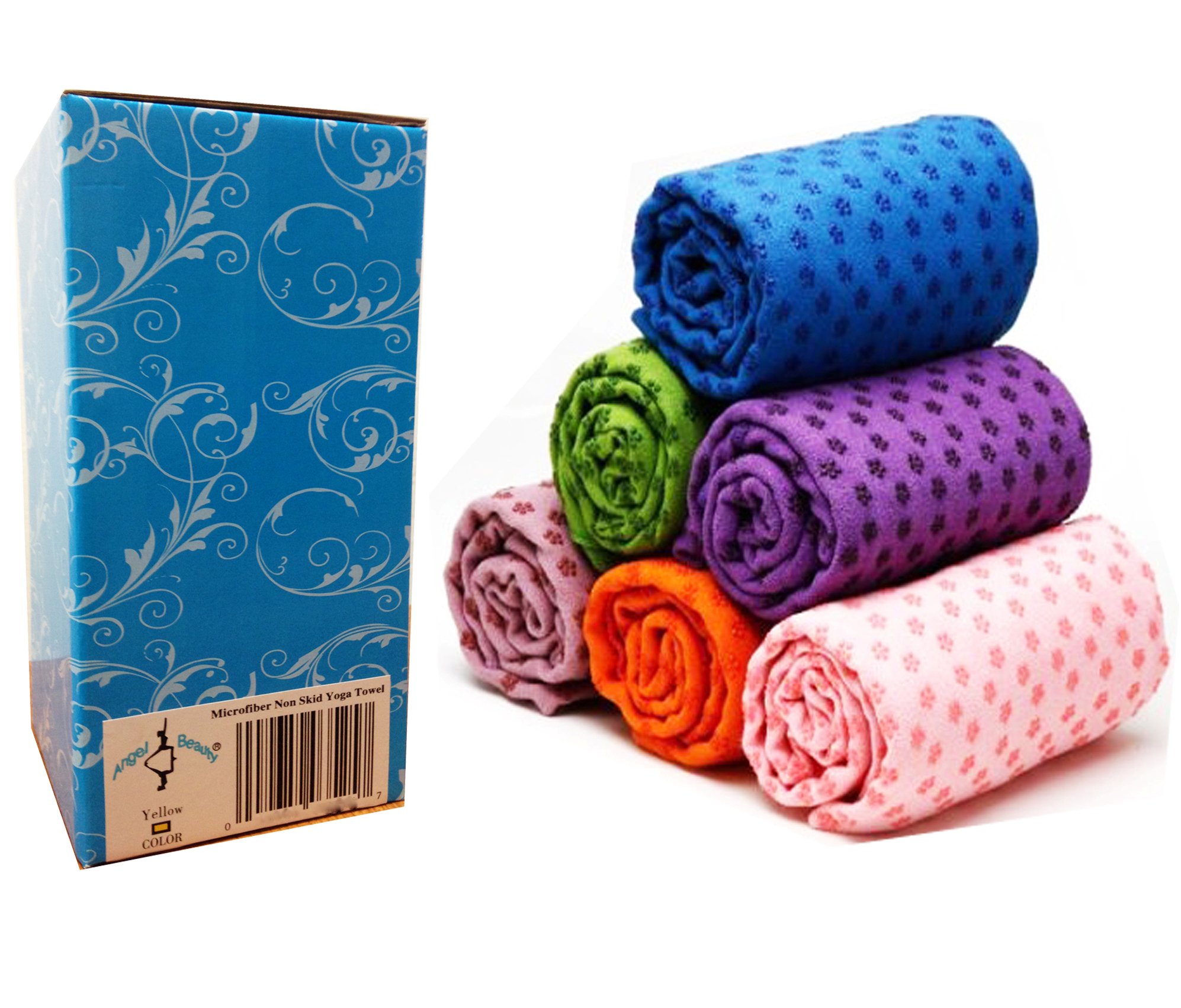 AngelBeauty© Microfiber Non Skid Yoga Towel with Carry Bag