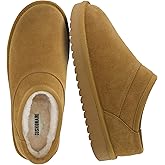 CUSHIONAIRE Hilo-3 Cozy Suede Womens Slippers, Soft Faux Fur Lined Slip On House Shoes for Women with Cushioned Memory Foam
