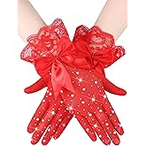Bencailor Women Lace Gloves Tea Party Wedding Gloves Bow Short Evening Party Elegant Accessories for Funeral Halloween 1920s