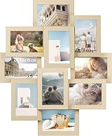 SONGMICS Collage Picture Frame 10 Openings 4x6 Natural Beige RPF020N01