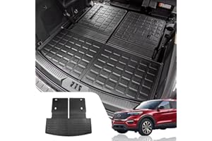 Dattumar Cargo Mat Compatible with 2020-2025 Ford Explorer Cargo Liner Trunk Mat TPE All Weather Back Seat Cover Protector for 6&7 Passenger Explorer Accessories (Upgrade Trunk Mat with Backrest Mat)