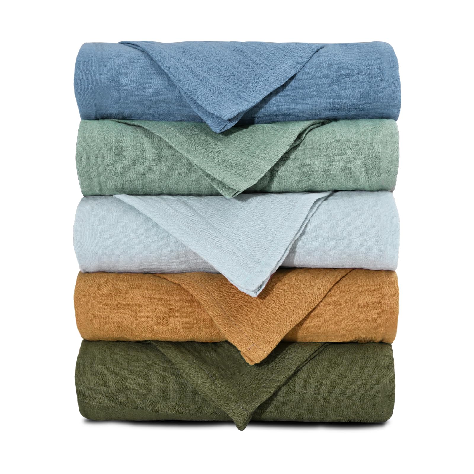Muslin Cloths for Baby Muslin Squares Swaddle Blankets, Neutral Receiving Blanket Swaddling for Newborn Boys and Girls, 5 Pack Breathable and Skin-Friendly Swaddle Wrap for Infant Baby LMF5001