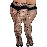 Sksshion Women's 4 Pairs Sexy Plus Size Fishnet Tights Stockings High Waist Pantyhose