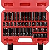 CASOMAN 1/4 Inch Drive Master Impact Socket Set, 50-Piece, 6-Point, SAE/Metric, 5/32 Inch - 9/16 Inch, 4mm - 15mm, Standard/Deep,CR-V
