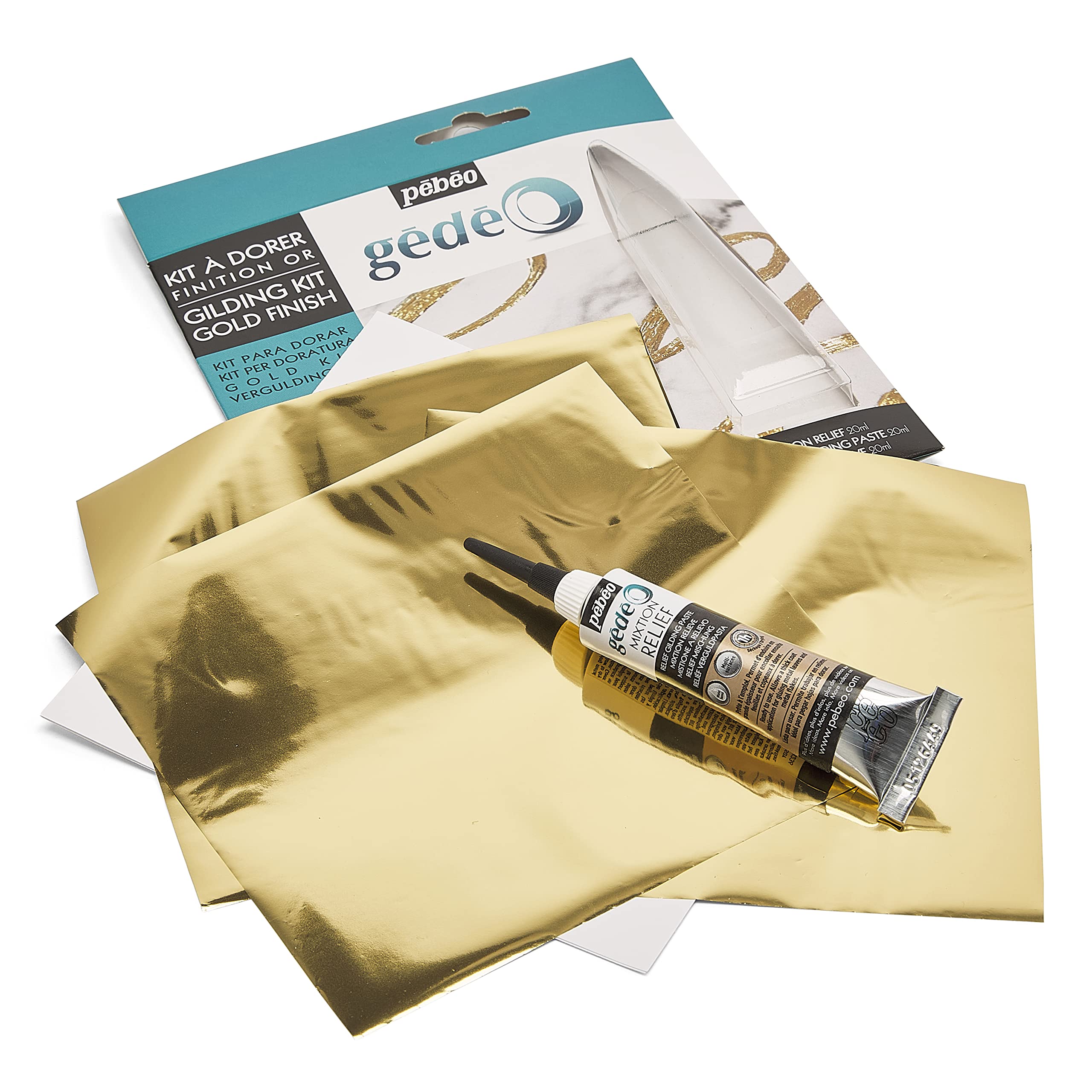PEBEO GEDEO KIT-Mirror Effect Leaf, Gold Finish Gilding, 3 foils