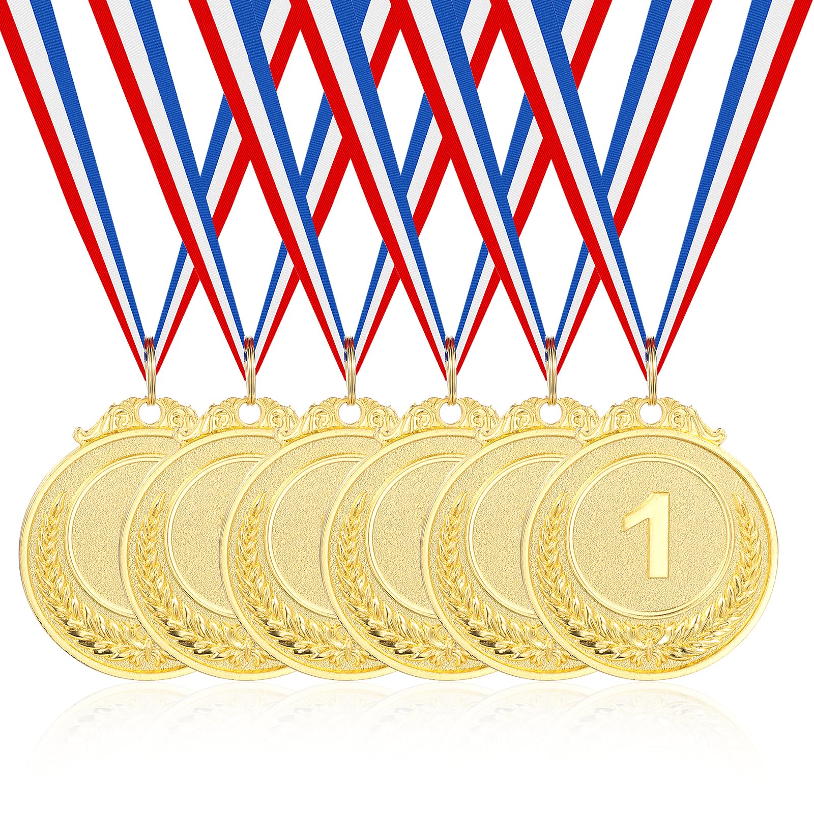 Mabor 6 Pcs Medals for Adults Awards, 1st Place Metal Award Gold Medals Style Participation Winner Awards for Sports, Party, Tournaments, Prizes, Competitions, 2 Inches