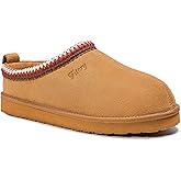 FITORY Women's Suede Slipper, Flat Slip On House Shoes with Faux Fur Lining Indoor Outdoor Short Mini Boots