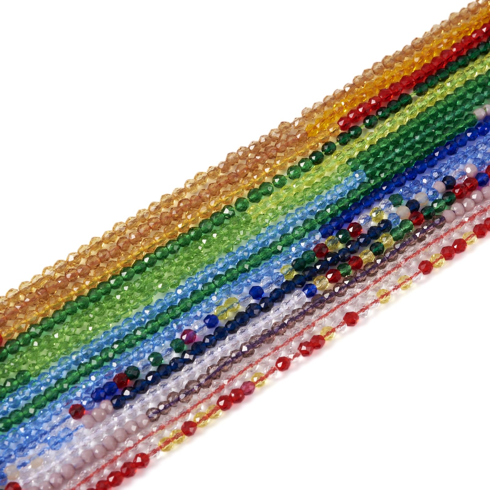 PandaHall 15 Strands 2mm Glass Faceted Round Beads Gradient Color Crystal Glass Loose Beads for DIY Crafts Bracelet Jewellery Making