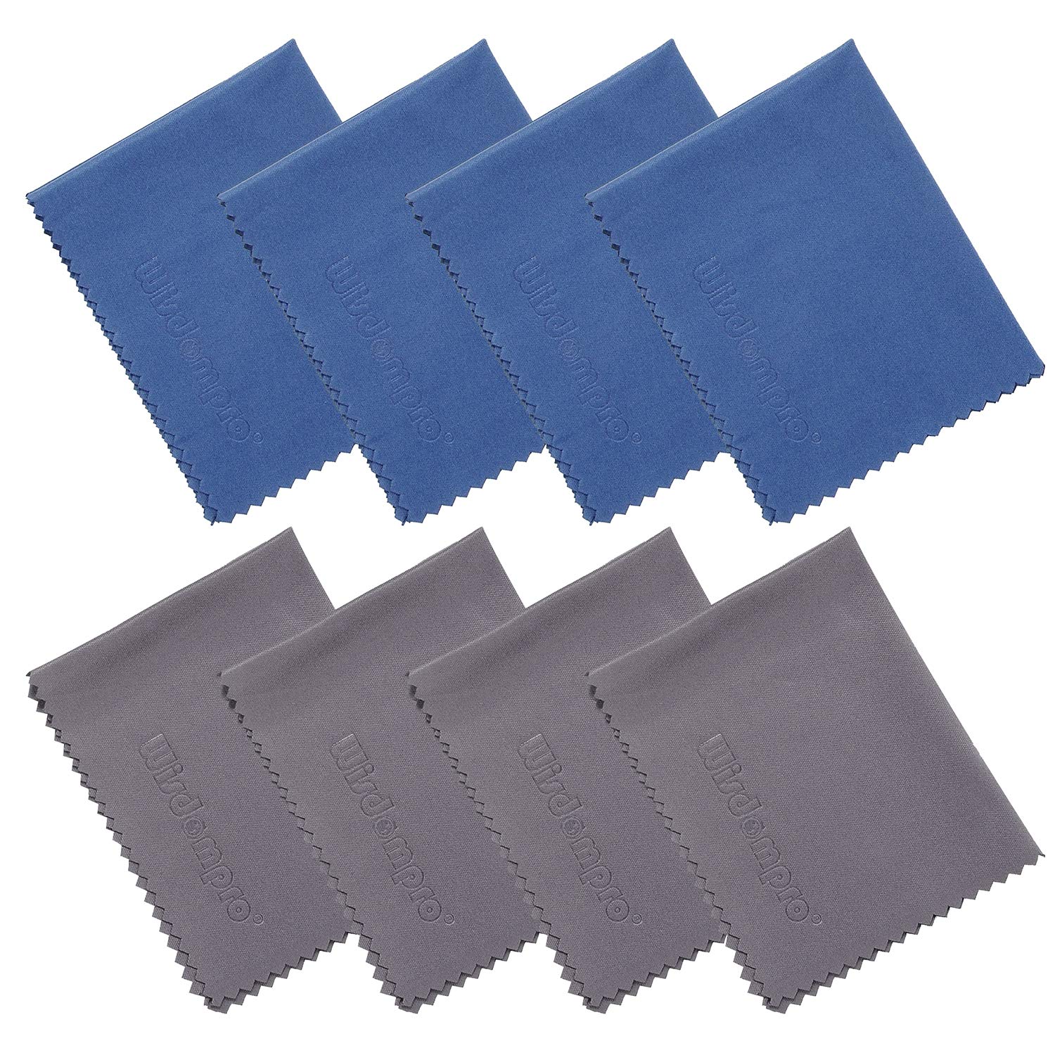wisdompro® 8-Pack Microfiber Cleaning Cloth For Camera Lens, Glass, Lenses, Tablet, Laptop, LCD TV/Computer Screen/Monitor and other Delicate Surface (4 Blue & 4 Grey 6 x 7)