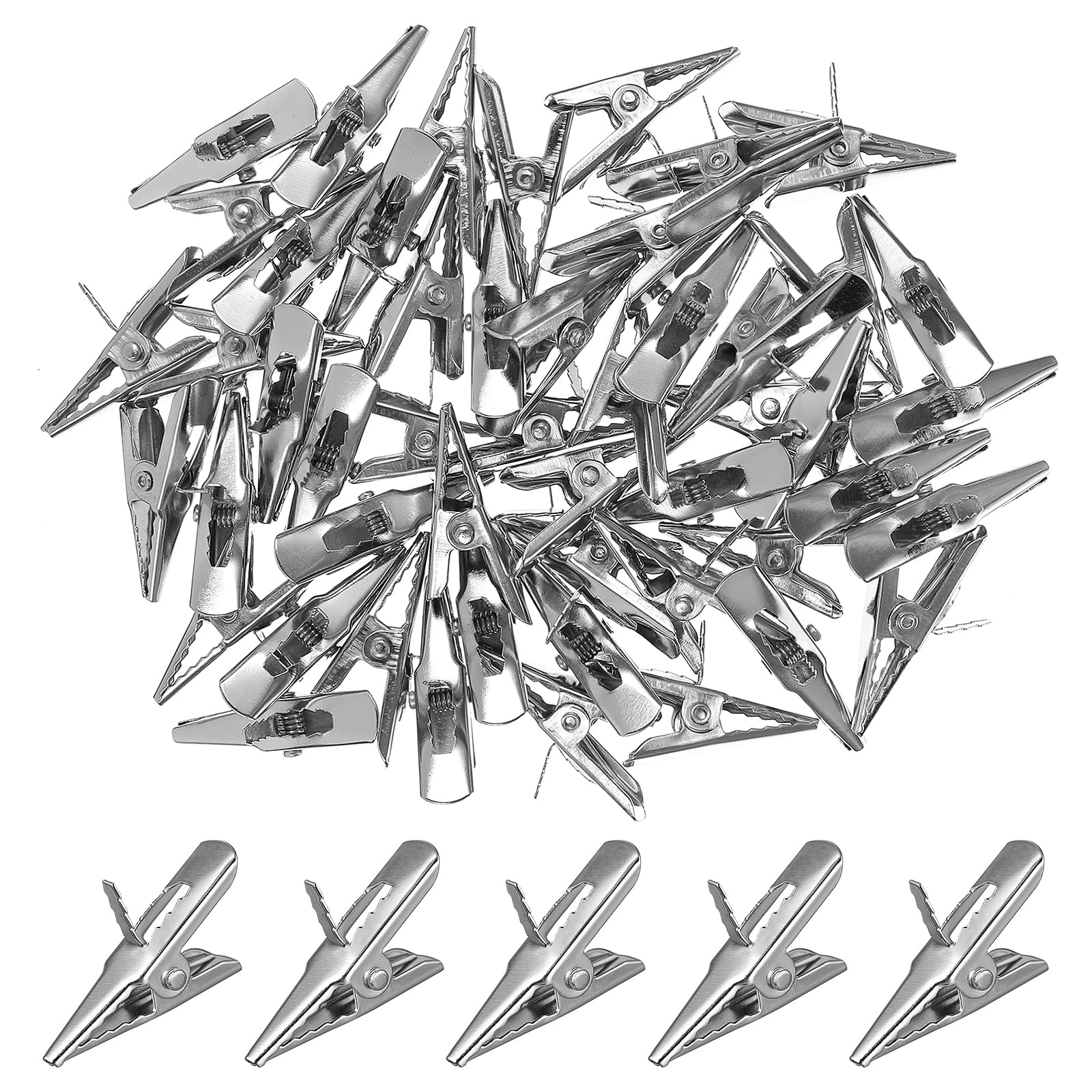 Happyyami 50pcs Metal Alligator Clips Metal Alloy Clip Crocodile Clamps for Xmas Christmas Tree Ornament Memo Photo Picture Clips Holder Christmas Crafts