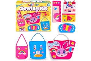MGparty Sewing Kit for Kids, DIY Beginner Sewing Kit with 7 Cute Cartoon Bags & Purses, Unicorn, Bunny, Bear, Rainbow Crafts, Arts & Crafts for Girls Boys, Educational Hand Sewing Toy Gift