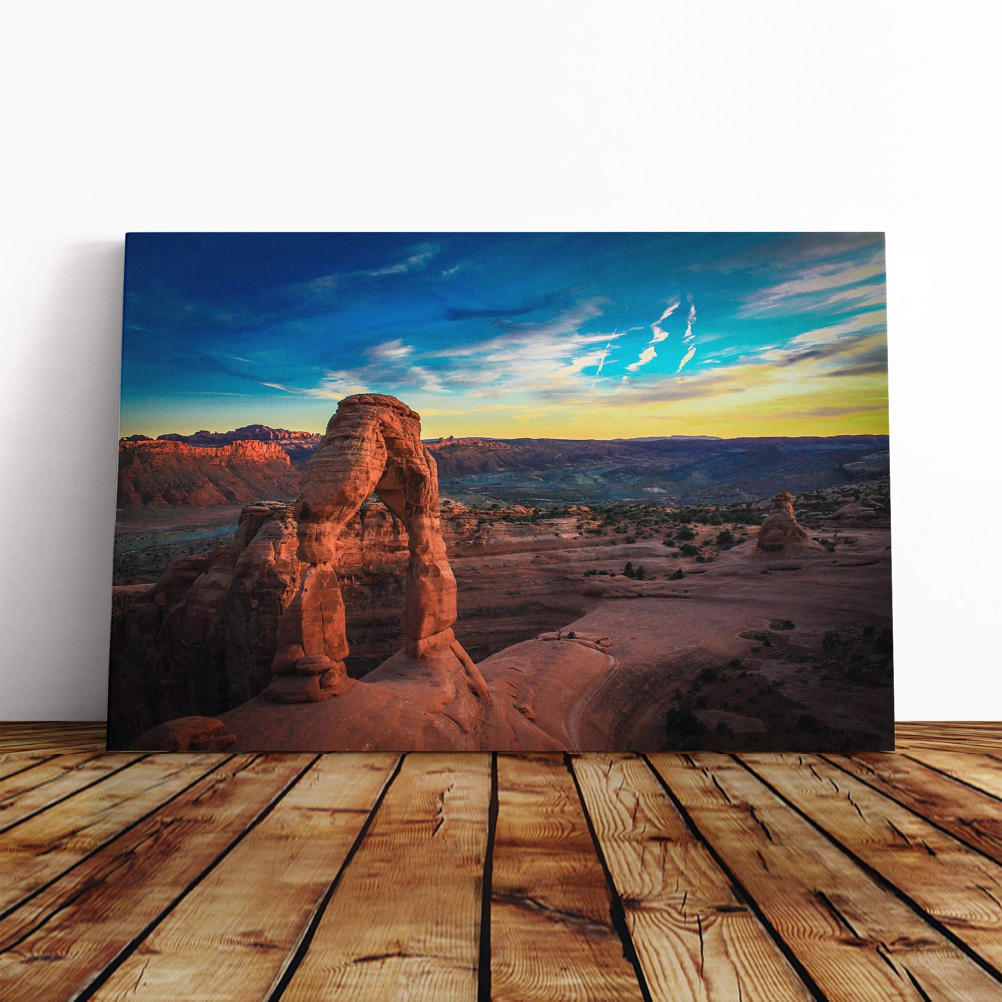 Stone Arch Utah Landscape and Mountains Canvas Print | Gallery Wrapped 30mm Frame Wall Art | 20x14 inches | Ready to Hang | Contemporary Landscape Picture | Living Room Bedroom Lounge Office