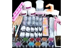 COSCELIA Acrylic Nail Kit for Beginners Nail Kit Set Professional Acrylic with Everything Acrylic Powder Glitter Decoration Powder Rhinestones False Tips Nails Kit Acrylic Set Full Nail Kit Gifts for Women