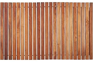 NORDIC STYLE TEAK Nordic Teak 100% Solid Teak Wood String Mat - Indoor and Outdoor Use - Non-Slip Wooden Platform for Sauna, Pool, Hot Tub Flooring Decor and Protector (Oiled Finish, 31.4" x 19.6")