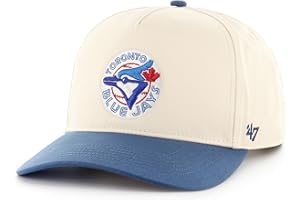 47 Toronto Blue Jays Adjustable Hat – MLB Baseball Cap, Hitch Style, Structured Fit, Curved Brim, One Size (Beige/Blue)