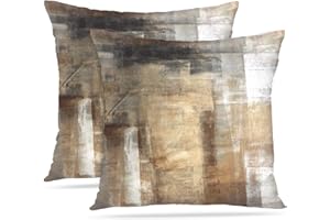 Britimes Throw Pillow Covers Modern Home Art Decor, 18 x 18 Inches Set of 2 Pillow Cases Decorative, Abstract Oil Painting Pillowcases for Bedroom, Living Room, Taupe Tan Grey Brown Beige
