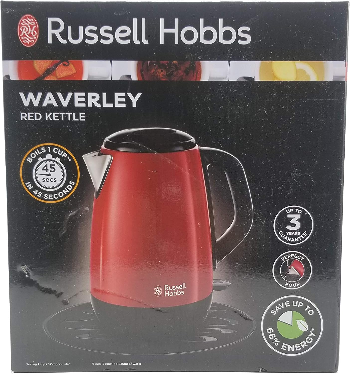 Russell Hobbs 23923 Waverley Kettle 3000W 1.7L Red Amazon.co.uk