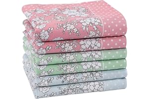 Houlife Women's 100% Cotton Floral Printed Handkerchief Elegant Hankies, 18x18 Inches