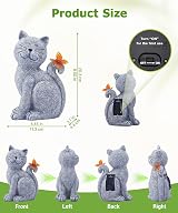 Goodeco Cat Statue with Solar Lights Garden Ornament Grey 21cm view 3