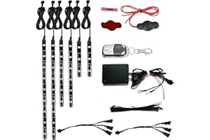 NBWDY Million Color 6pc Strip led Motorcycle Accent Glow LED Light Kit with Cellphone APP RF Remote Control Music Sync,Timming Function for Motorcycle ATV Golf Cart UTV Scooter RZR