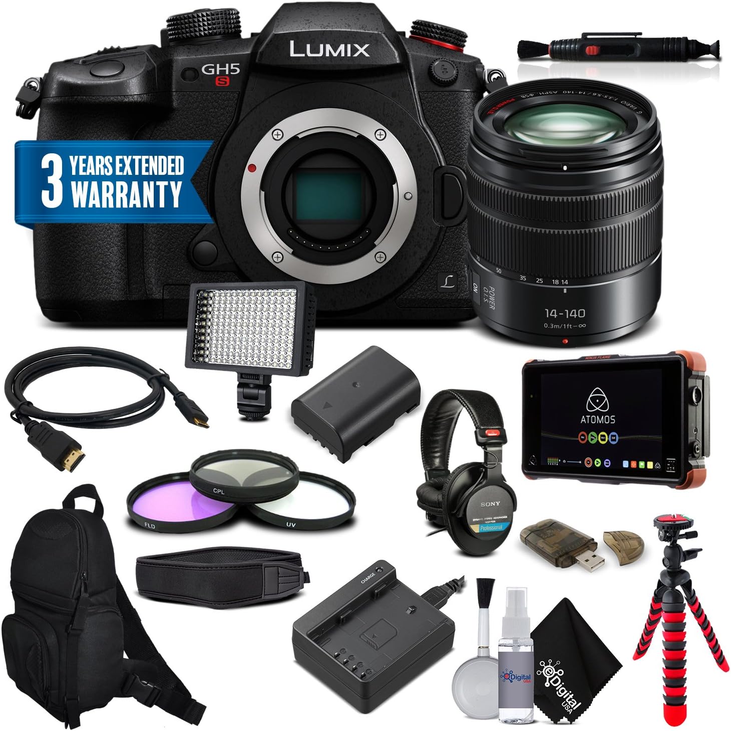 Panasonic Lumix DC-GH5S Mirrorless Digital Camera With Lumix G Vario 14-140mm Pro Combo