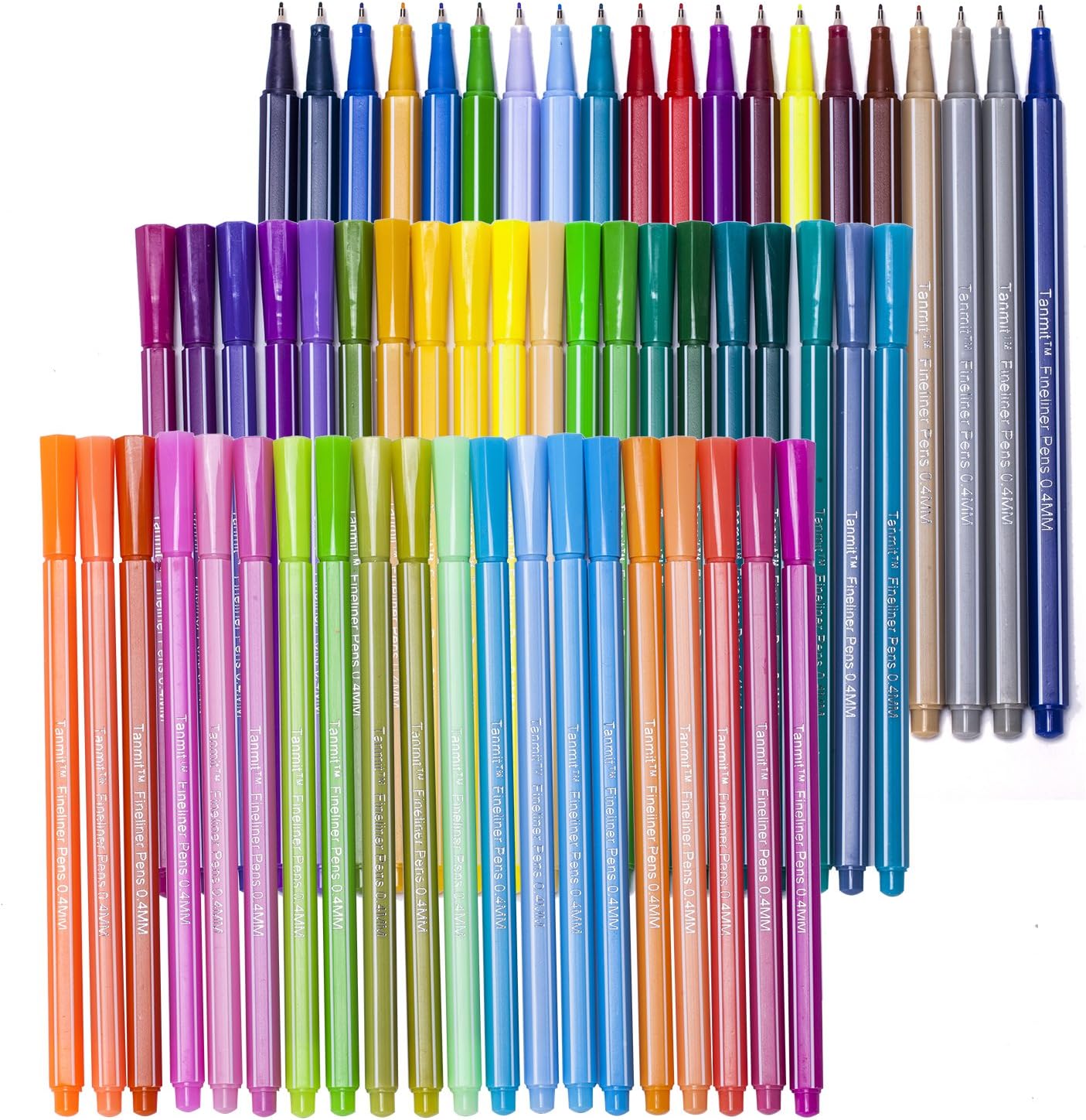 Tanmit 60 Fineliner Coloring Pens Set, 0.4mm Ultra Fine Tip Unique Colored Pen - Porous Fine Point Markers Perfect for Adult Coloring Books & Drawing