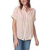 Gloria Vanderbilt Women's Daisy Short Sleeve High-Low Button Down Shirt