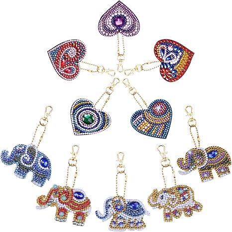 Amazon Co Jp Marsviex ダイヤモンドアート 手作り キーホルダー キット ビーズ Diy 10個セット ラインストーン キラキラ 樹脂ビーズ ダイヤモンドペインティング 全面貼り付け ダイアモンド アート ビーズアート プレゼント 手芸キット 初心者 大人 小学生 ハート 象