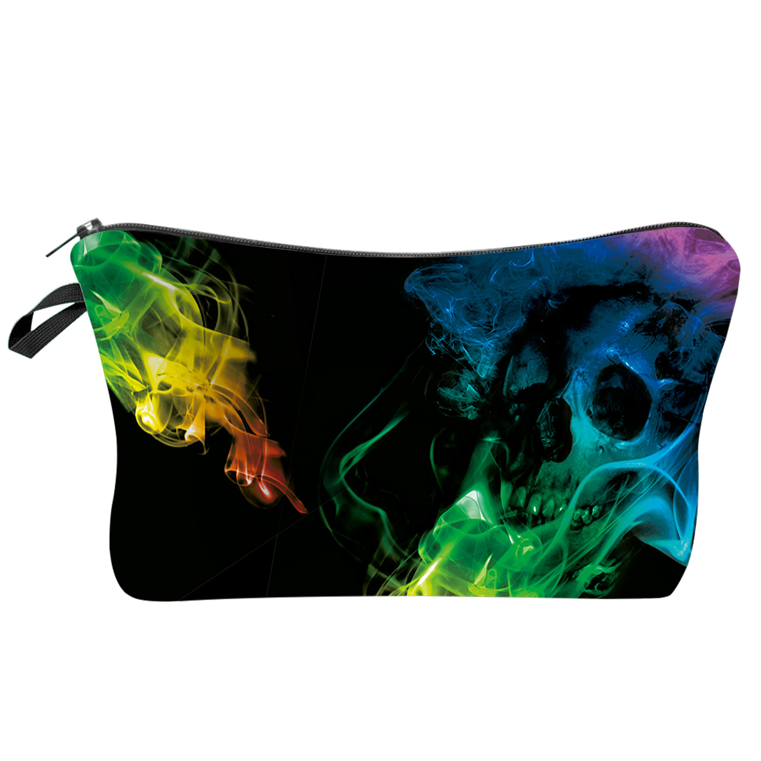 TUONROAD Portable Sport String Strap Backpack Soft Black Skull Colourful Purple Yellow Green Red Blue Smoke Drawstring Cinch Backpack Small Makeup Bag for Outdoor Sports Yoga Gym