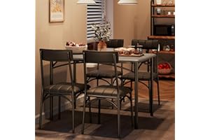 Fancihabor Kitchen Table and Chairs for 4, Dining Table Set for 4 with Upholstered Chairs, 5 Piece Rectangular Kitchen Table Set, Dining Room Table Set for Small Space, Apartment, Rustic Gray