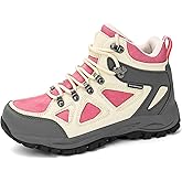 R CORD Kids Hiking Boots Waterproof Non-Slip for Outdoor Lace-Up Closure Girls Hiking Boots Durable TPR Traction Outsole Kids Hiking Shoes