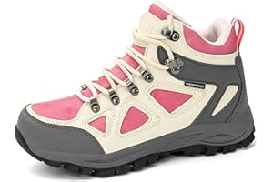 R CORD Kids Hiking Boots Waterproof Non-Slip for Outdoor Lace-Up Closure Girls Hiking Boots Durable TPR Traction Outsole Kids Hiking Shoes