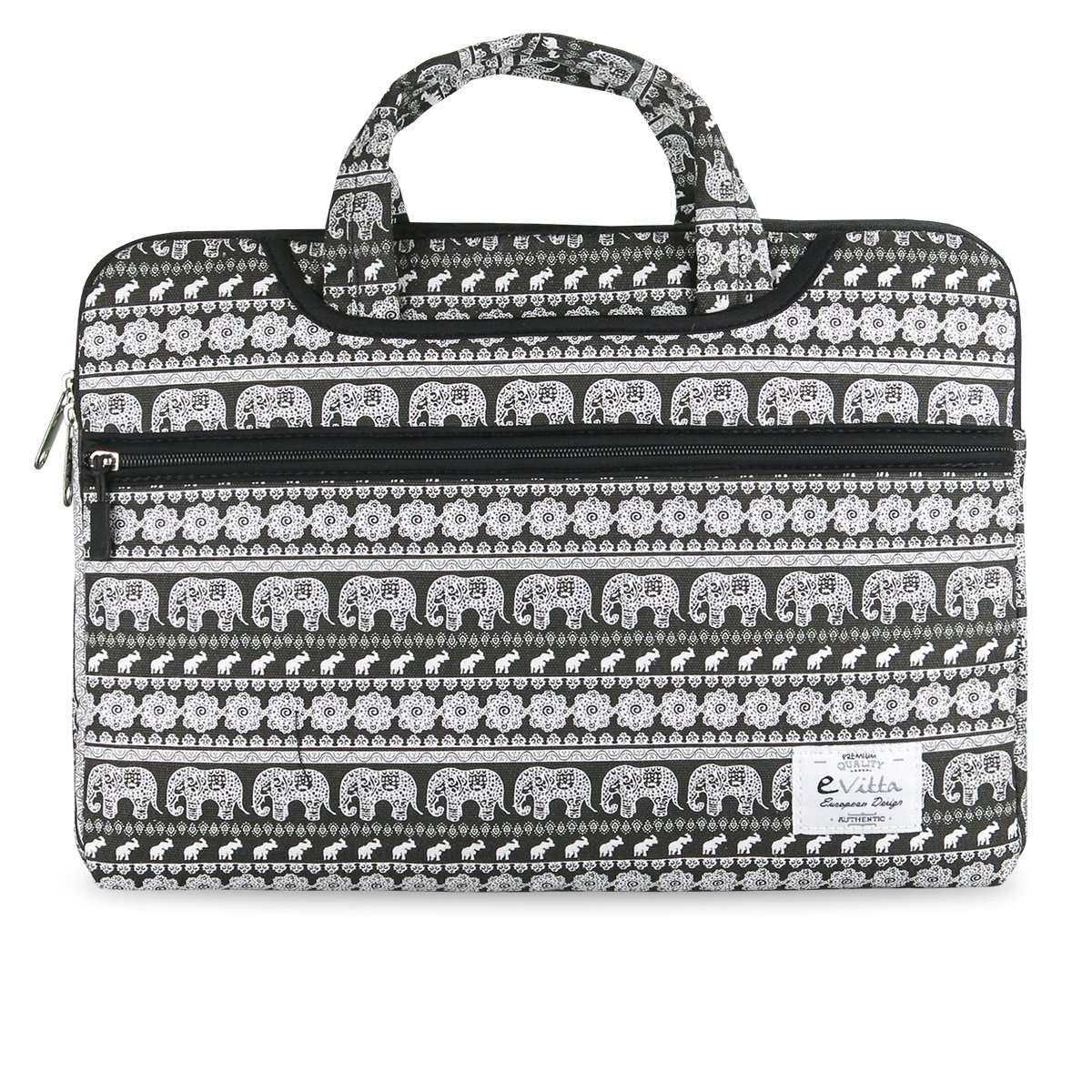 E-Vitta Elephant 15.6 "Black Cover, White – laptops (39.6 cm (15.6), Panniers, Black Velour, Velvet, Canvas Picture, white,)