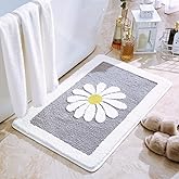 Dorruger Bathroom Rugs Mat, White Flower Bath Rugs Fluffy Soft Superfine Fiber Non Slip Plush Machine Wash Bath Mat (16