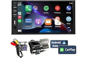 Naifay Double Din Car Stereo with Dash Cam | 7INCH Touchscreen Car Radio Receivers Support with Apple Carplay & Android Auto, Bluetooth, Backup Camera, Mirror Link, Voice Control, SWC, FM/USB/TF/AUX