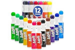 PLAYKIDIZ Darice Washable Dot Markers for Toddlers, 12 Colors (40ml 1.35oz) Paint Marker Dot Art Set, Water Based Non-Toxic Bingo Daubers for Kids
