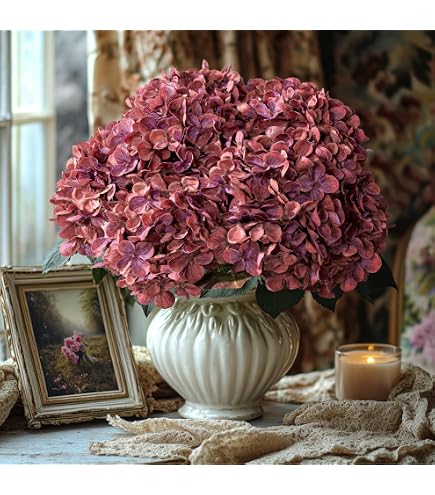 3 Pack Artificial Hydrangea Flowers - 31.5" Tall Silk Hydrangeas For Home Decor & Events