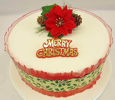 Dolce Di Natale A Forma Di Stella.Set Completo Di Decorazioni Per Torta A Forma Di Stella Di Natale Con Edera 1 Metro Rosso Con Agrifoglio E Bacche Dorate Amazon It Casa E Cucina