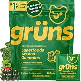 Gruns Adult Greens Gummies &amp; Daily Multivitamin, Prebiotic Fiber, 28 ct | Adaptogens, Superfoods, 20+ Vitamins &amp; Minerals, Digestion, Daily Support