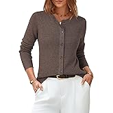 Arach&Cloz Women's Wool Blend Lightweight Spring Business Casual Cardigan Sweaters Tops