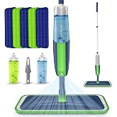 Spray Wet Mops for Floors Cleaning: Hardwood Floor Mop 2 Refillable Bottles | 5 Washable Pads for Swiffer PowerMop, 360&deg; Swivel Head, Commercial Dust Mop Leakproof, for Laminate Vinyl Wood Tiles Ceramic