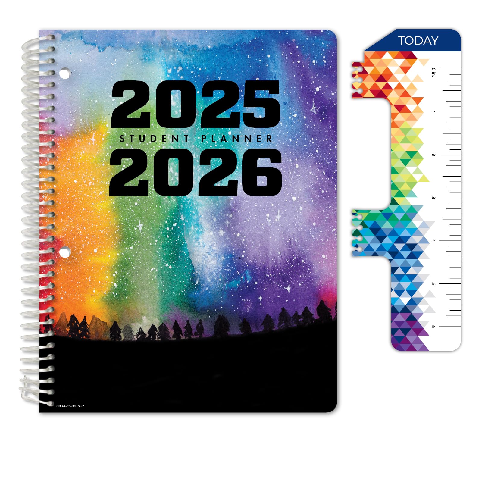 Photo 1 of Global Datebooks Dated Middle School or High School Student Planner for Academic Year 2025-2026 Includes Ruler/Bookmark and Planning Stickers (Matrix Style - 7"x9" - Rainbow Silhouette)