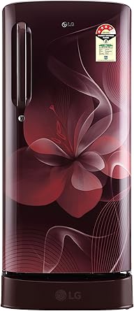 LG 190 L 4 Star Direct Cool Single Door Refrigerator(GL-D201ASDX.ASDZEBN, Scarlet Dazzle, Base Stand with Drawer,Smart Inverter Compressor)