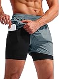 Pudolla Men’s 2 in 1 Running Shorts 5" Quick Dry