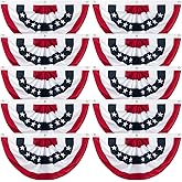 10 Pieces American Pleated Fan Flag, 3 X 1.5 Ft USA Patriotic Pleated Fan Flag 4th of July Half Fan Banner Decoration for Independence Day Porch Garden Outdoor Indoor Decorations